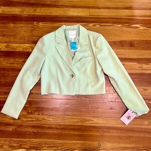 Mint Green Cropped Suit Jacket